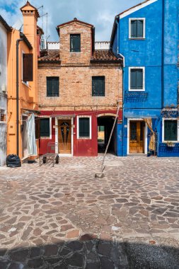 Murano Burano, renkli evlerin dışı, İtalya 