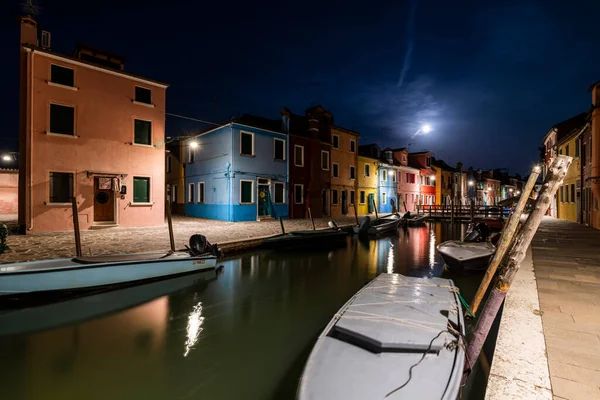 Burano Murano Cityscape River Channel Night Venice Italy — Stock Photo, Image