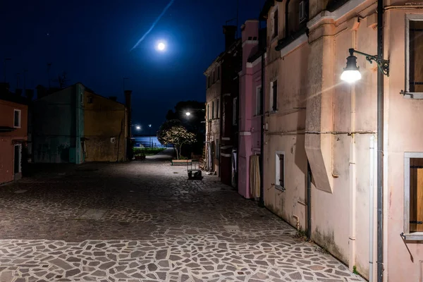 Burano Murano Paisaje Urbano Con Canal Fluvial Por Noche Venecia —  Fotos de Stock