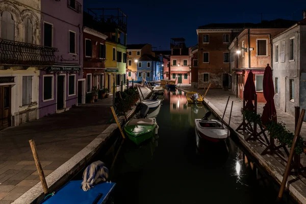 Burano Murano Cityscape River Channel Night Venice Italy — Stock Photo, Image