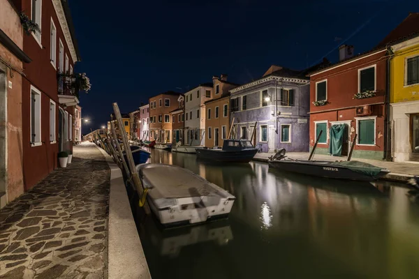 Burano Murano Stadsgezicht Met Rivierkanaal Nachts Venetië Italië — Stockfoto