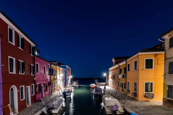 Burano Paesaggio Urbano Murano Con Canale Fluviale Notte Venezia Italia — Foto Stock