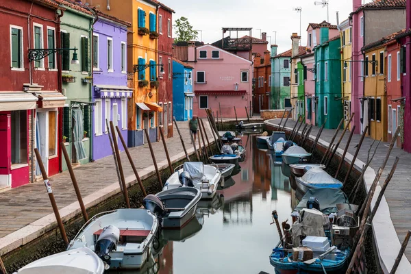 Day Time Burano Murano Channel Cityscape Multi Color Buildings Venice — Stock Photo, Image