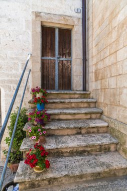 Ceglie Messapica, küçük kasaba komünü, güney İtalya mimarisi. 
