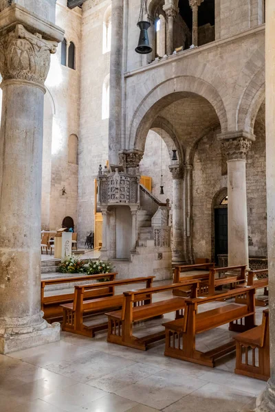 Oude Kathedraal Bitonto Italië Stenen Kerk Interieur — Stockfoto