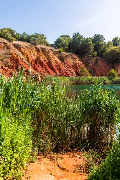 Vista Natural Com Paisagem Marinha Cava Bauxite Otranto Itália — Fotografia de Stock