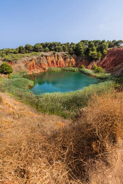 Naturutsikt Med Havsutsikt Cava Bauxite Otranto Italien — Stockfoto