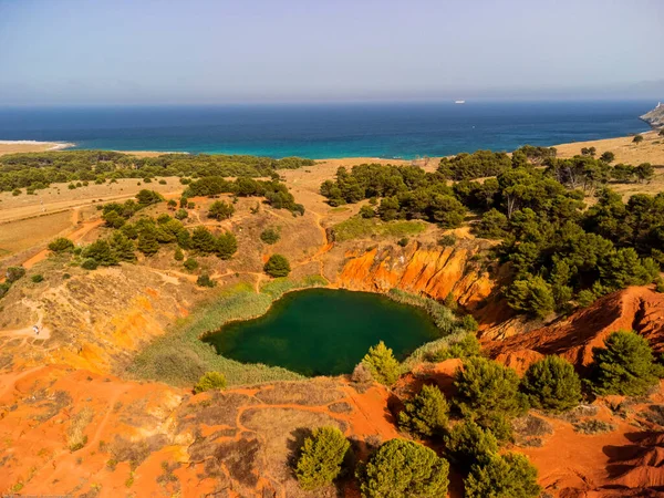 Vista Natural Com Paisagem Marinha Cava Bauxite Otranto Itália — Fotografia de Stock