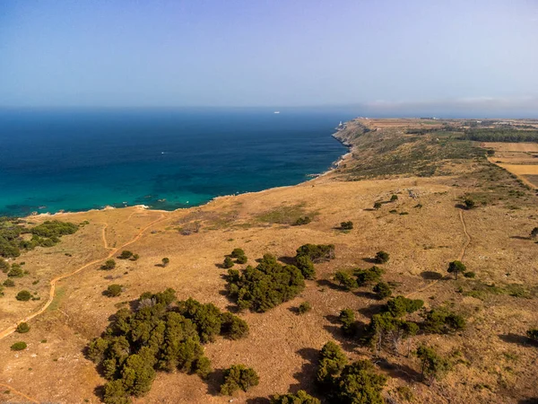 Vista Natural Com Paisagem Marinha Cava Bauxite Otranto Itália — Fotografia de Stock