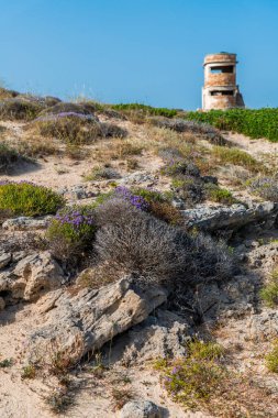 Marina di Lizzano deniz manzarası ve kıyı şeridi, Taranto ili, İtalya
