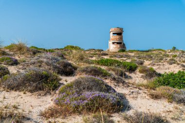 Marina di Lizzano deniz manzarası ve kıyı şeridi, Taranto ili, İtalya