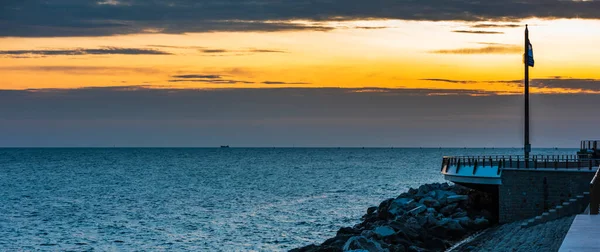 Sunset Sky Sea Water Surface Tranquil Seascape Grado Italy — Stock Photo, Image