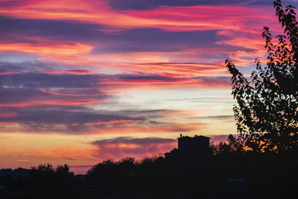 Закат Красивый Живописный Вид Кассакко Италия — стоковое фото