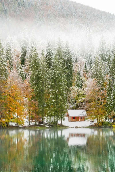 Vista Panorámica Del Lago Nevado Fusine Italia — Foto de Stock