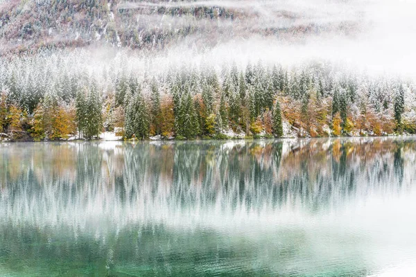 Scenic View Snowy Lake Fusine Italy Royalty Free Stock Photos