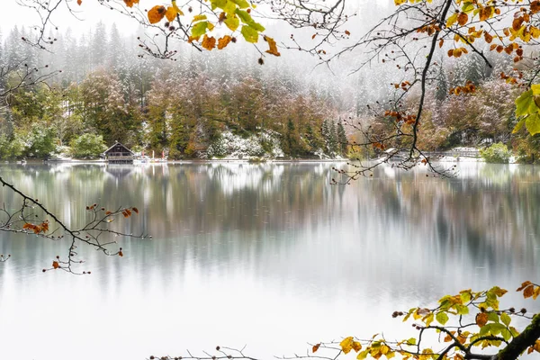 Bela Vista Natureza Lago Fusine Itália — Fotografia de Stock