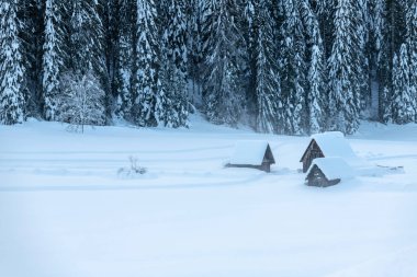 İtalya, Sappada 'da kış sahnesi 