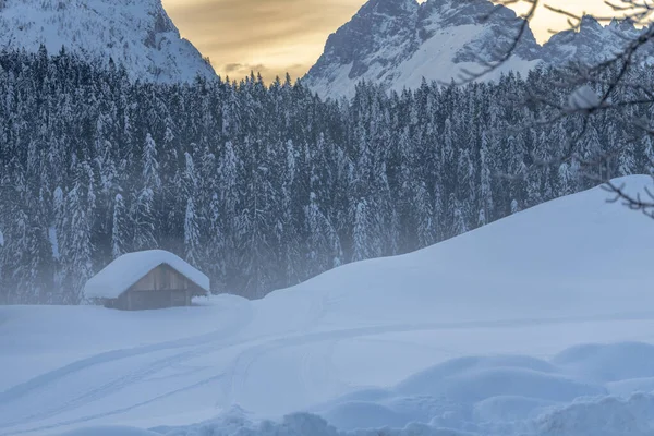 Hiver Froid Neigeux Sappada Dolomites Vue — Photo