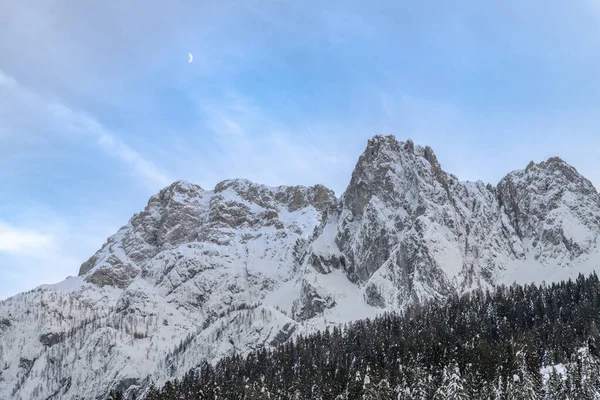 Koude Besneeuwde Winter Sappada Dolomieten Bekijken — Stockfoto