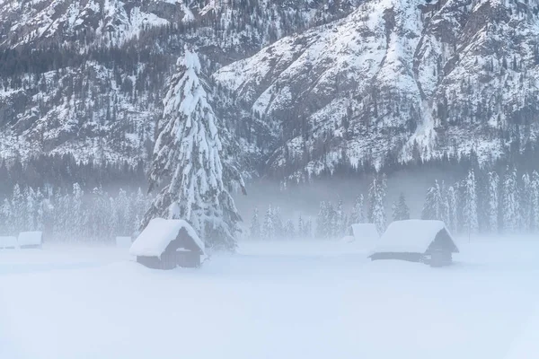 Cold Snowy Winter Sappada Dolomites View — Stock Photo, Image