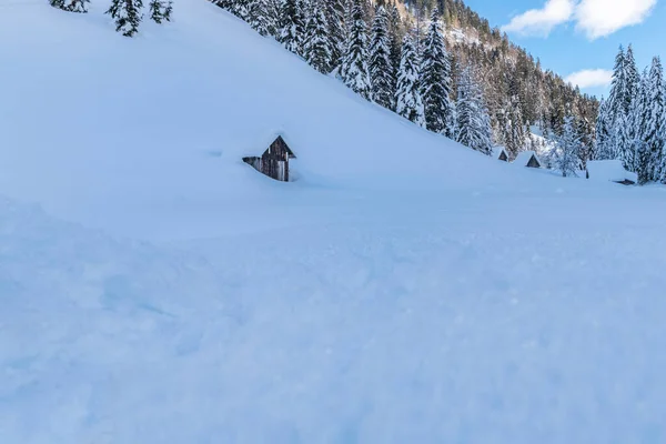 Pesariis Winterszene Italien — Stockfoto