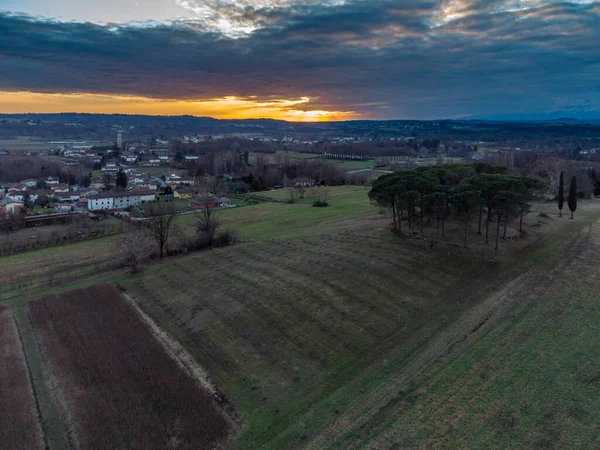 Vista Aérea Montegnacco Itália — Fotografia de Stock