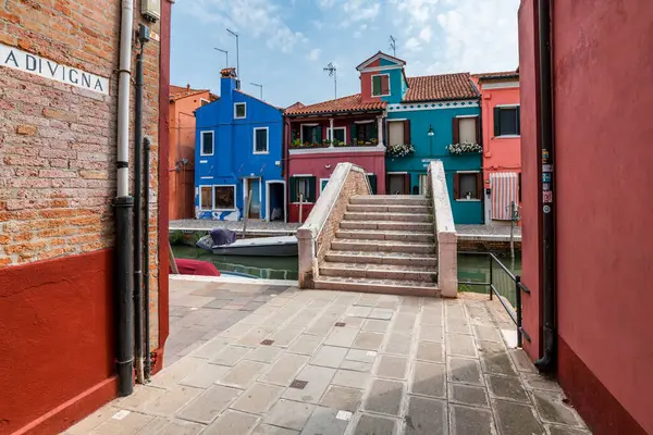 Day Time Burano Murano Channel Cityscape Multi Color Buildings Venice — Stock Photo, Image