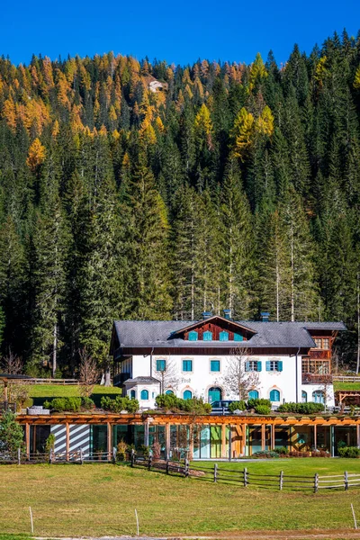 Vista Panorâmica Majestosa Paisagem Das Dolomitas Val Fiscalina Tirol Sul — Fotografia de Stock