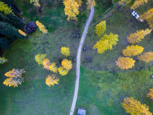 Осень Вал Фискалина Доломитный Парк Вид Воздуха Красивый Горный Ландшафт — стоковое фото