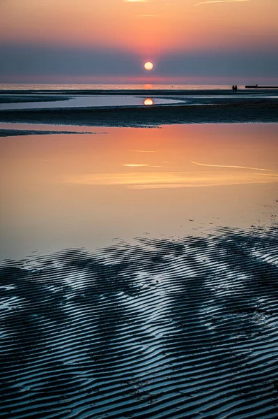 Landschap Met Zonsondergang Boven Zee — Stockfoto