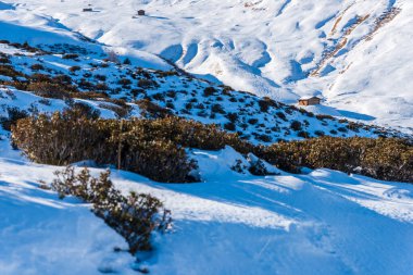 Dolomitler 'deki Seiser Alm ya da Alpe di Siusi' nin Panorama görüntüsü, İtalya.