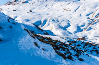 Dolomitler 'deki Seiser Alm ya da Alpe di Siusi' nin Panorama görüntüsü, İtalya.