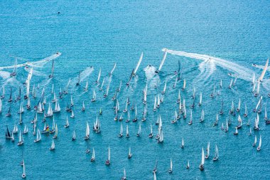 Trieste körfezi ve Barcolana ırkı. İtalya