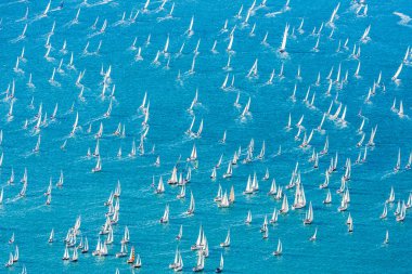 Trieste körfezi ve Barcolana ırkı. İtalya