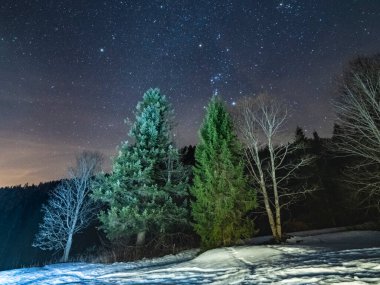 Yıldızlı ve samanyolu güzel gece gökyüzü