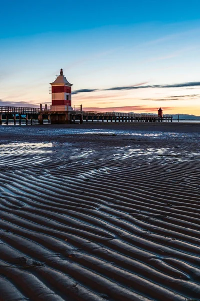 Fantástico Nascer Sol Porto Lignano Sabbiadoro Cena Livre Colorida Costa — Fotografia de Stock