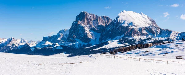 イタリアのドロミテのSeiser AlmまたはAlpe Siusiのパノラマ画像 — ストック写真