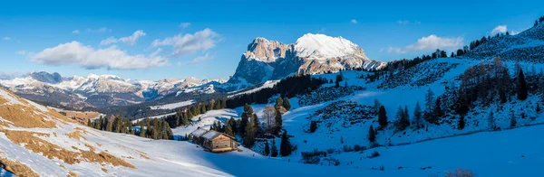 イタリアのドロミテのSeiser AlmまたはAlpe Siusiのパノラマ画像 — ストック写真