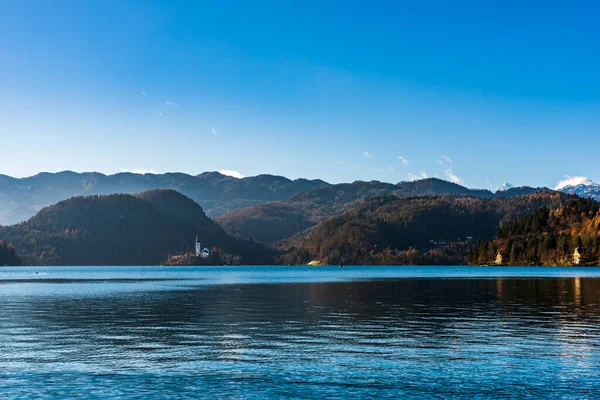 Прекрасний Вид Озеро Бледі Словенія — стокове фото
