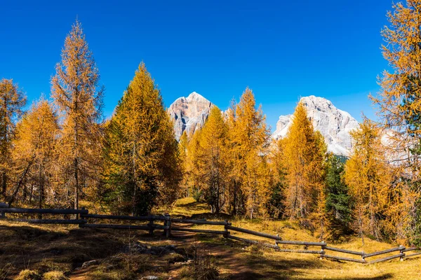 Malebný Pohled Podzimní Krajinu Dolomite Apls Cortina Ampezzo Itálie — Stock fotografie