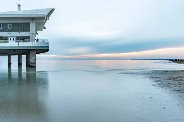 Beautiful Sunset Adriatic Sea Coast Lignano Sabbiadoro Italy — Stock Photo, Image