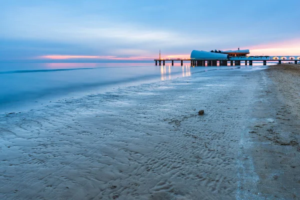 Belo Pôr Sol Sobre Costa Mar Adriático Lignano Sabbiadoro Itália — Fotografia de Stock