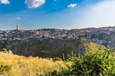 İtalya 'nın Matera kentinin manzaralı görüntüleri.