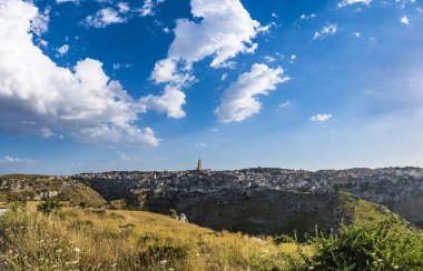 İtalya 'nın Matera kentinin manzaralı görüntüleri.