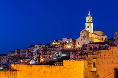 İtalya 'nın Matera kentinin manzaralı görüntüleri.