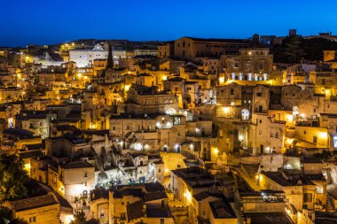 İtalya 'nın Matera kentinin manzaralı görüntüleri.