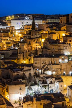 İtalya 'nın Matera kentinin manzaralı görüntüleri.