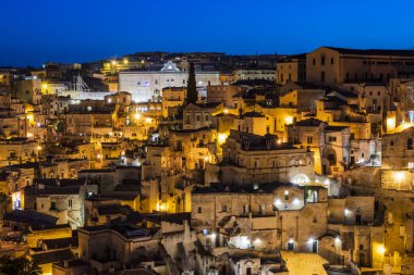 İtalya 'nın Matera kentinin manzaralı görüntüleri.