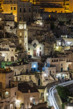 İtalya 'nın Matera kentinin manzaralı görüntüleri.