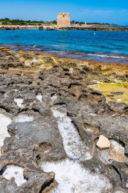 Polignano a Mare, İtalya: 18 Haziran 2019: İtalya 'nın güney Adriyatik kıyısındaki Polignano a Mare kasabasının muhteşem manzarası.